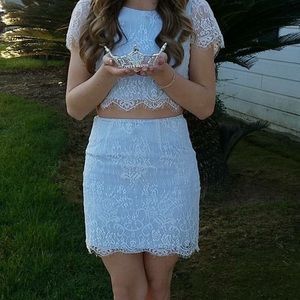 Short two- piece Blue Lace Dress